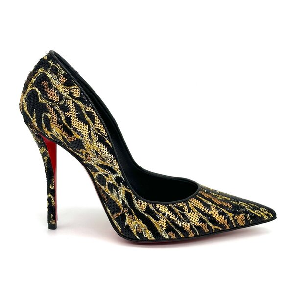 Christian Louboutin MISS Z OCELOT 100 Sequin Leopard Heels Pumps Shoes
